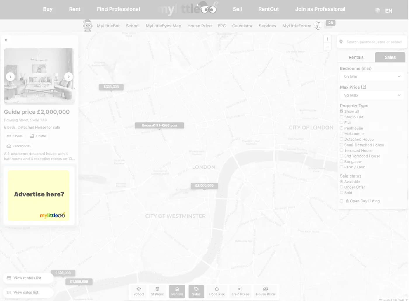 Map overlay sidebar placement