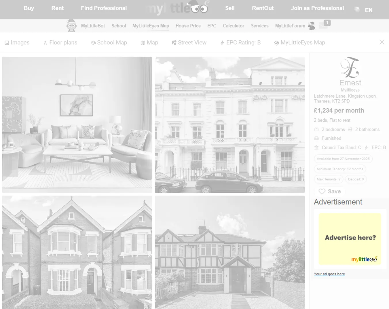 Rent overlay sidebar placement